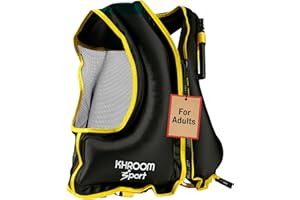 Khroom Inflatable Snorkel Vest Adults and Teenagers 59" - 75", 90-200 lbs lbs | Weighs only 400 Grams | Buoyancy Jacket for S