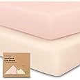 2-Pack Crib Sheets for Boys, Girls - Viscose Derived from Bamboo Fitted Crib Sheet, Baby Crib Sheets Neutral, Crib Mattress Sheet, Toddler Bed Sheets, Baby Sheets for Crib Fitted Sheets (Cameo)