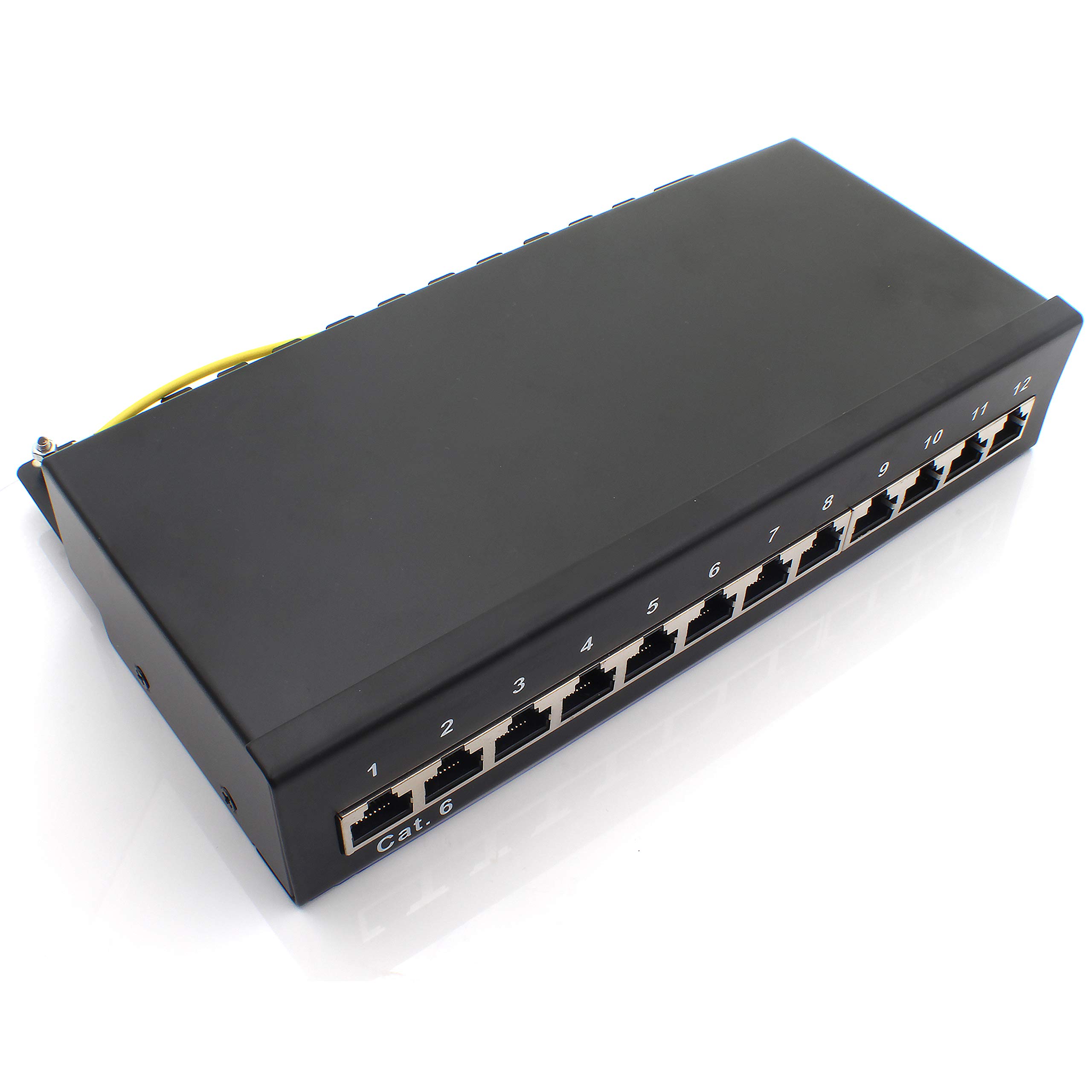 1aTTack.de 367462 Patch panel CAT6 12 port black distribution panel LSA+ connection technology network distribution - RJ45 - TIA 568 A/B - black — image 1