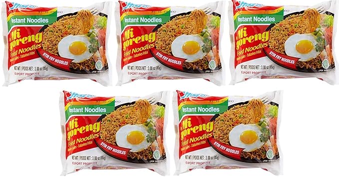 Amazon Com Indomie Mi Goreng Instant Stir Fried Noodles Halal Certified Original Flavor Pack Of 5 Grocery Gourmet Food