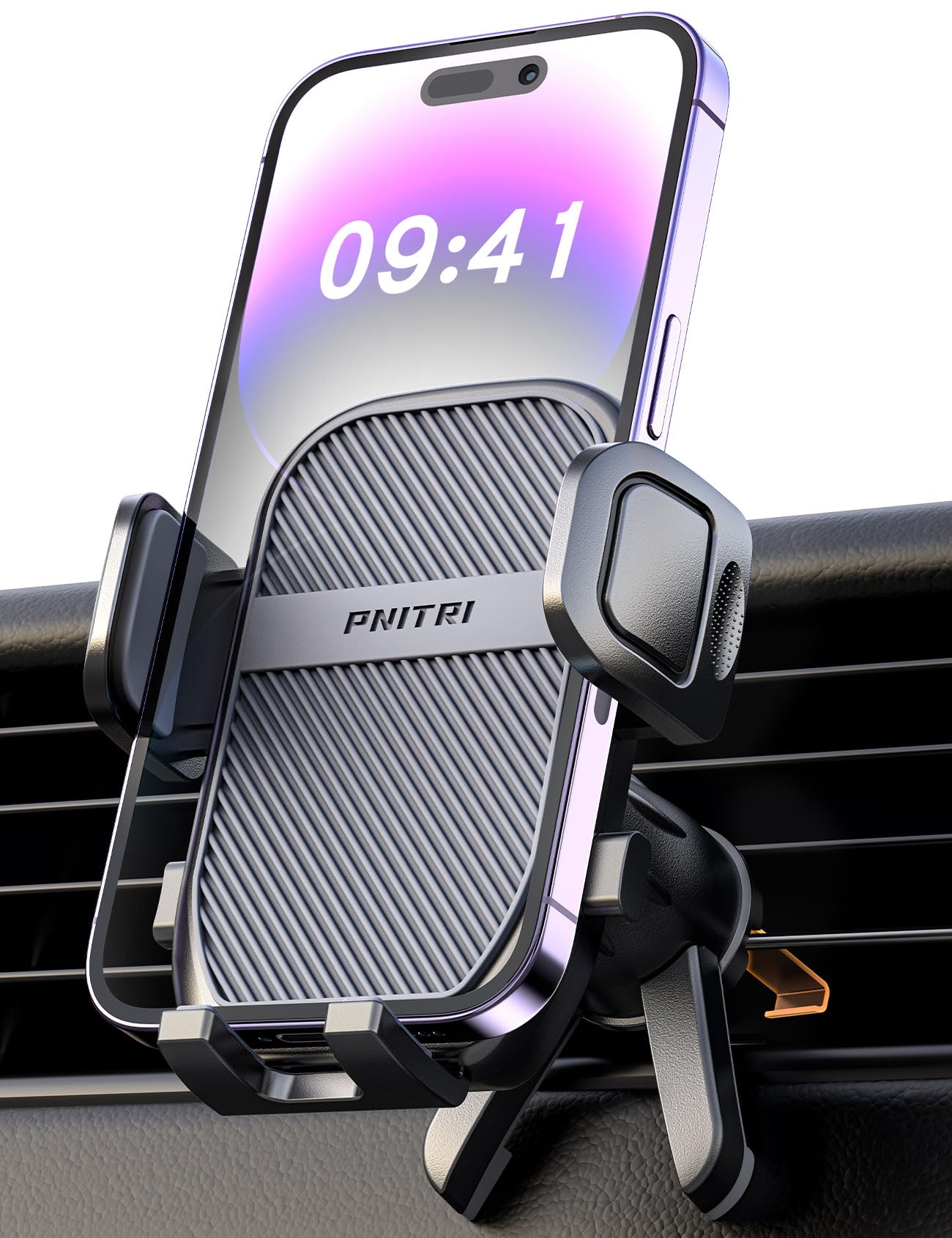 Pnitri Car Phone Holder, Air Vent Protective Car Phone Mount - Hook Clip & Legs Double Support Stable Universal Mobile Phone Mount Cradle Compatible with iPhone 17 16/Galaxy S25/Huawei (4.0-7.0 Inch)
