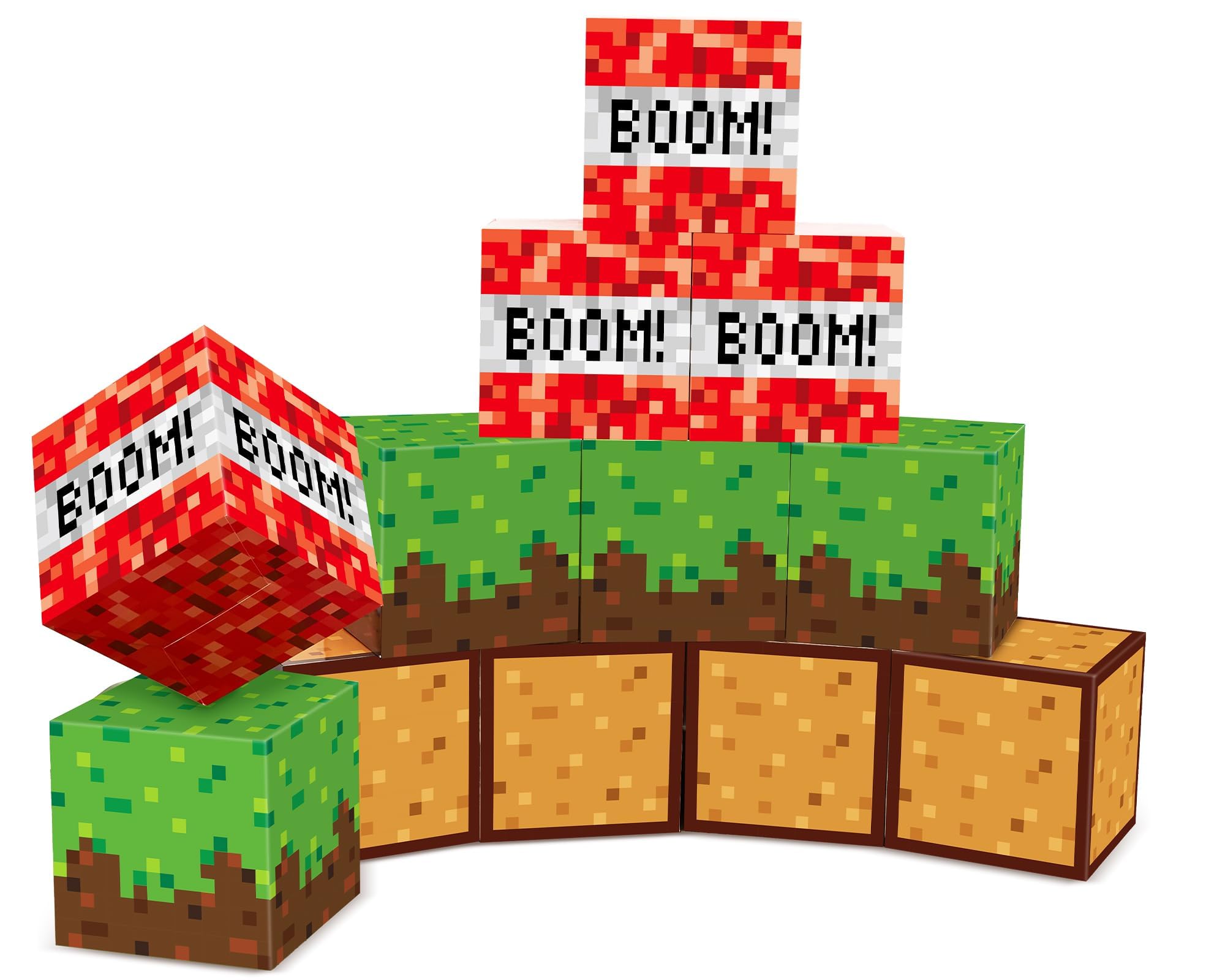 Photo 1 of 12Pieces Large Pixel Mining Party Boxes Video Game Party Decorations Pixel Mining Theme Birthday Parties Supplies Pixelated Video Gaming Centerpieces Boxes for Kid Teen Gift Birthday Parties Favor
