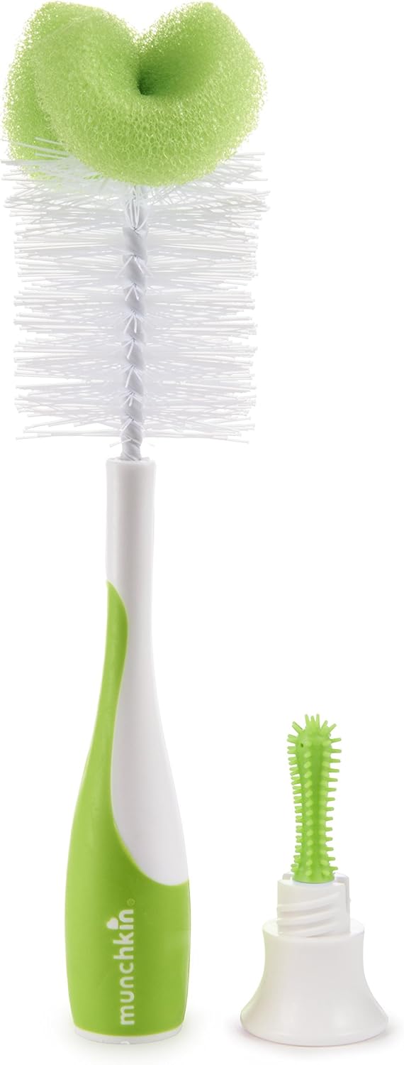Munchkin Sponge 2-in-1 Bottle Brush (Bonus Teat Brush Stored in Handle), Assorted, Pack of 1, Blue, 2 Count (Pack of 1) - Image 3