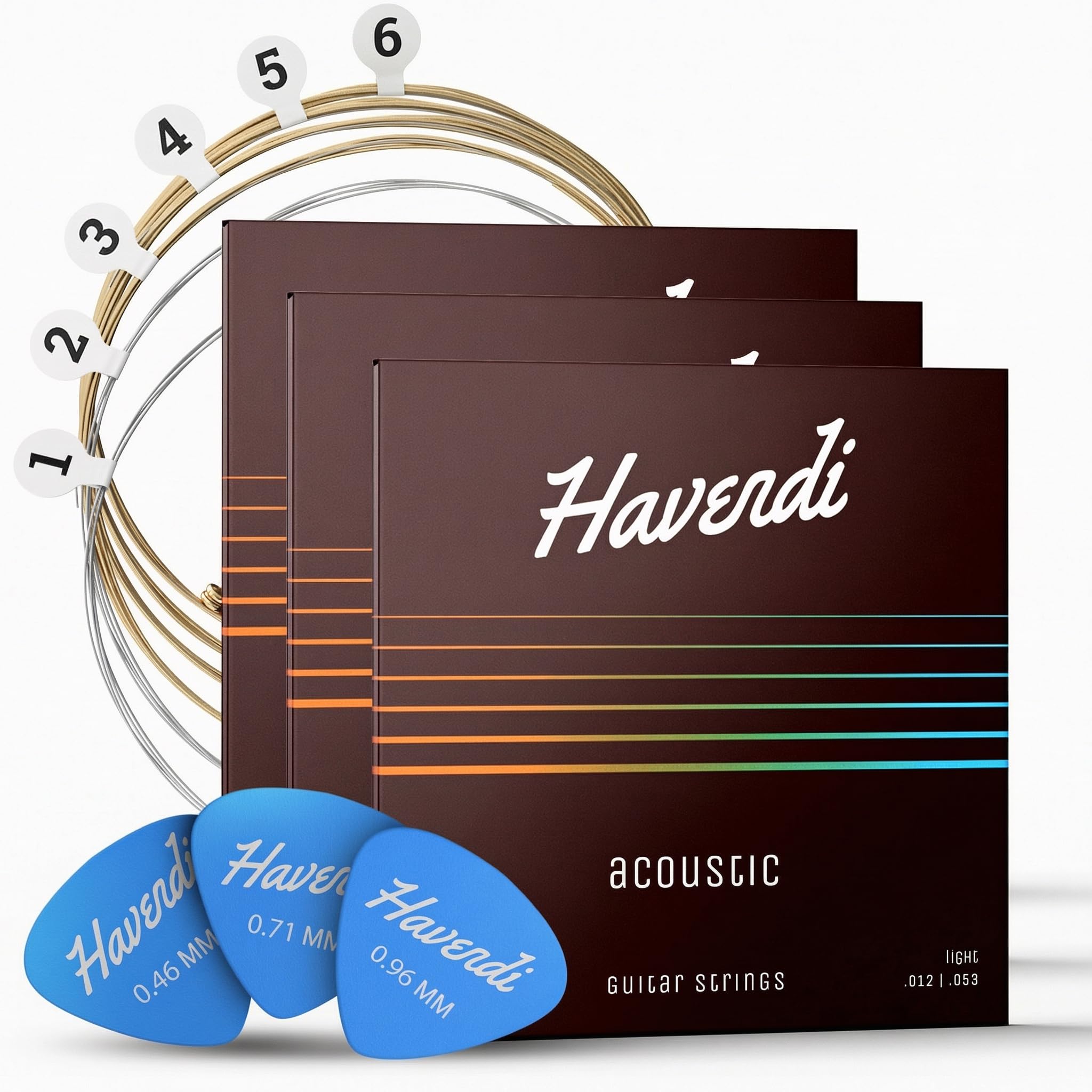 HAVENDI® Guitar Strings I Acoustic guitar strings with Phosphor Bronze Coating I Brilliant Sound Quality I Includes 3 Picks