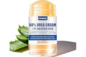 ZyraGloz Urea Cream Stick 60% plus Salicylic Acid 2%, Maximum Strength Urea Foot Cream for Dry Cracked Heels, Feet Callus Remover, Hands Knees Exfoliating Dead Skin, Softening Skin Moisturizer Lotion