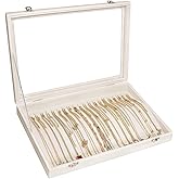 Siveit Necklace Organizer Box Premium 20 Hooks Velvet Necklace Display Jewelry Tray with Transparent Lid Jewelry Necklace Display Box for Necklace Pendants Suitable for Women and Girls (Beige)