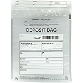 Plastic Deposit Bags 100-Pack Clear 9.5''x 15'', Security Bank Deposits Cash register Money bag for Cash,Bank Pocket,Tamper-Evident,Unique Barcode