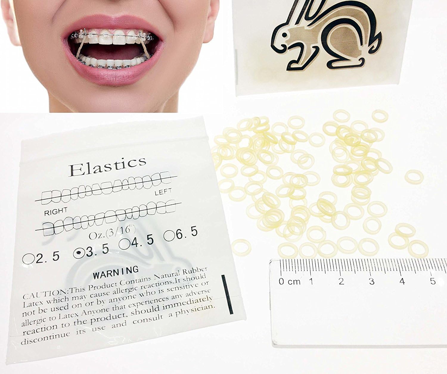'Lot of 5000 pcs, smileortho® Elastic Band Latex 3.5oz 3/16 for Dental Orthodontic Orthodontist Dentist