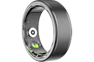 EOGBM Smart Ring Health Tracker, Men's Smart Ring, Women's Fitness Ring, Heart Rate, Blood Oxygen, Sleep Monitor, Pedometer with APP, 5ATM Waterproof, Compatible with iso and Android (Deep Grey, 12#)