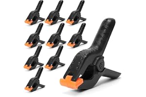 ECY Spring Clamps Heavy Duty 4.5 Inch 10 Pack - Plastic Rust Proof Clamps with Non-Slip Pads for Backdrop, Crafts, Woodworking, Photography | Multipurpose Holders for Tarps, Pool Covers & Gluing