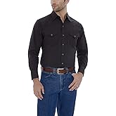 ELY CATTLEMAN mens Long Sleeve Solid Western Button Down Shirt, Black, XX-Large Tall US