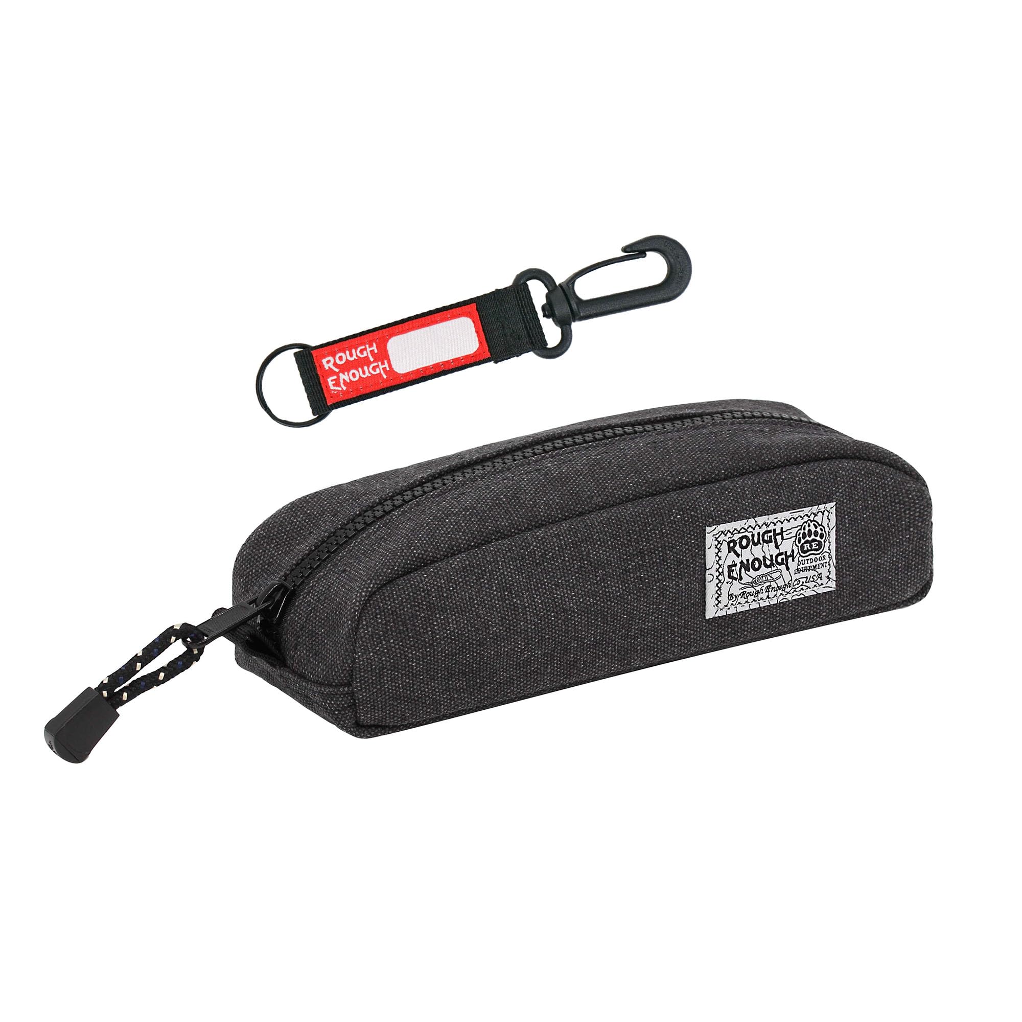 Rough Enough Raw Classic Fancy Vintage Stationary Heavy Canvas Durable Pencil Case Pen Bag Tool Pouch Zipper Box Pouches Holder For Arts supply Pens Pencils Gel Pen School Supplies，Stone Black