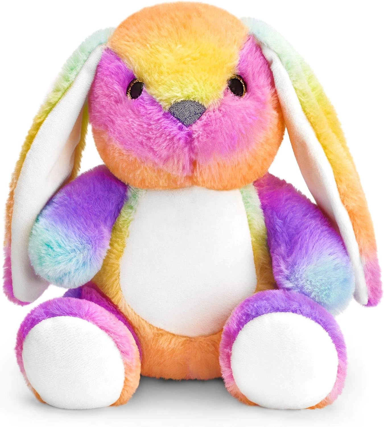 Mousehouse Gifts, Rainbow-Coloured Rabbit Soft Toy, Plush Cuddly Teddy for Children, Multicolor, 27 cm (Height)