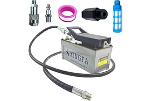 XFPC Air Hydraulic Pump 10,000 PSL, 0.45 Gal Reservoir, NPT 3/8" Oil Outlet, NPT 1/4"Inlet, Hydraulic Pump Air Hydraulic Foot Pump Made of Aluminum with 6.6ft Pipe, Gray