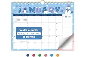 TAJA 2026 Calendar,18-Month Wall Calendar Runs from Jan 2026 to Jun 2027, 11.5" x 14.7", Large Monthly Calendar with Twin-Wire Binding, Perfect for Home or Office - Seasonal