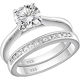 SHELOVES Sterling Silver Engagement Rings Wedding Band Set Soliraire Round CZ Cubic Zirconia Sz 4.5-13