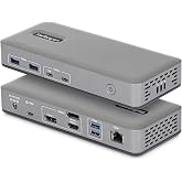 StarTech Driverless USB-C Triple 4K Windows Dock, DisplayPort &amp; HDMI, 100W | Plug-and-play, native GPU, USB-A and USB-C, 15W downstream charging, VESA or Surface mount, zero-touch setup, lock slots