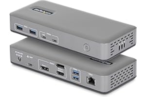 StarTech USB-C Docking Station Triple 4K Displays (2X 4K 60Hz, 1x 4K 30Hz), 100W Power Delivery, 6 USB Ports (10Gbps), Gigabi