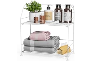 Johamoo Bathroom Shelves for Storage, Bathroom Shelf Over Toilet, Multifunctional Foldable Storage Rack, Free Standing 2 Tiers Utility Shelves Living Room Kitchen (White)