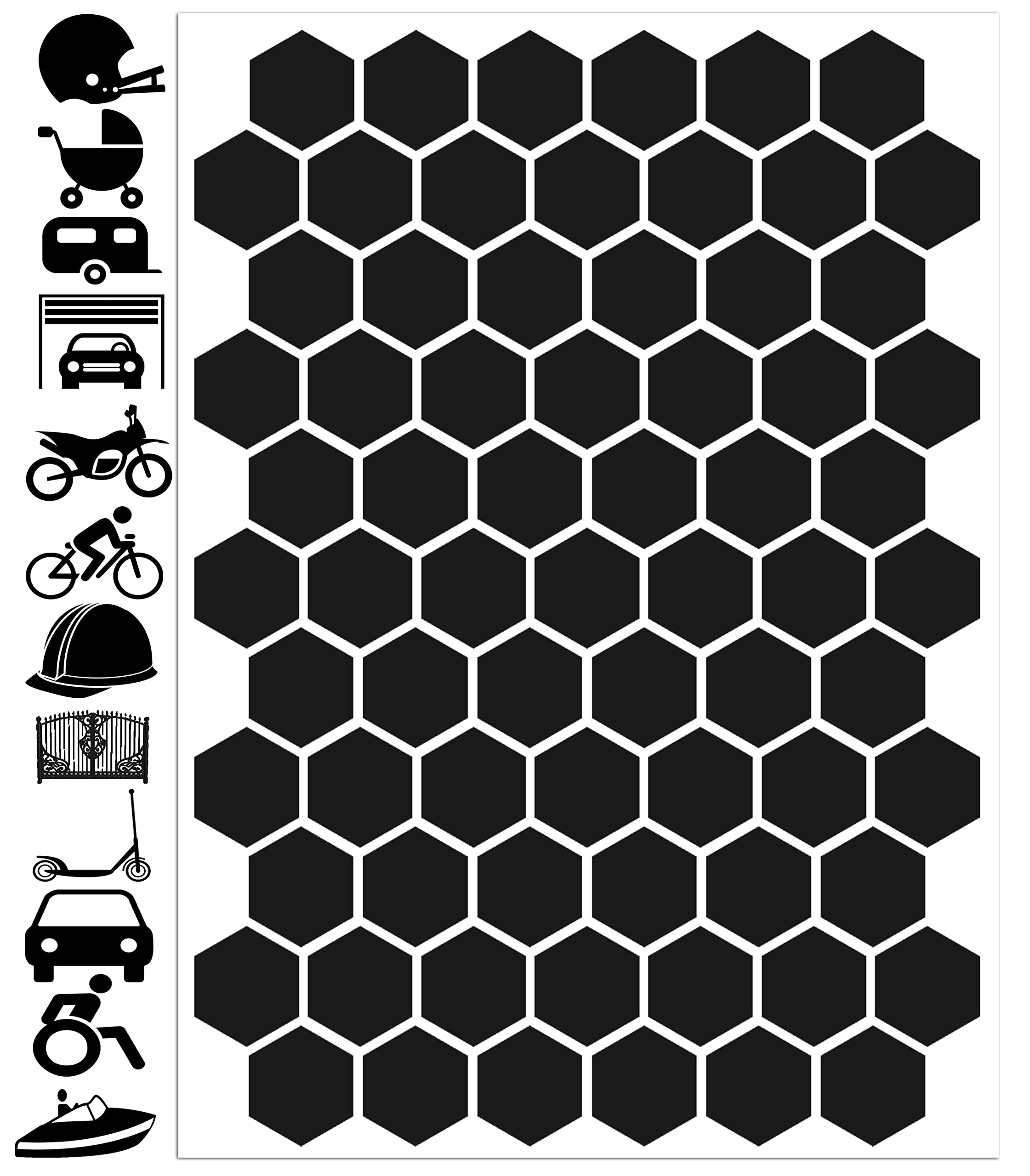 Biomar Labs Reflective Vinyl Sticker Set Weatherproof Self Adhesive Decals for Car Motorcycle Bicycle Scooter Helmet Window Exterior Interior Styling Visibility Personalisation (71 Pieces D 52)