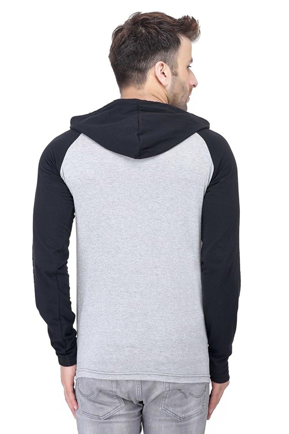 zembo men's cotton hooded full sleeves t-shirt