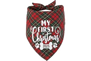 PICKUPIK My First Christmas Dog Bandana for Puppy Small Medium Large Dogs Cat Pet