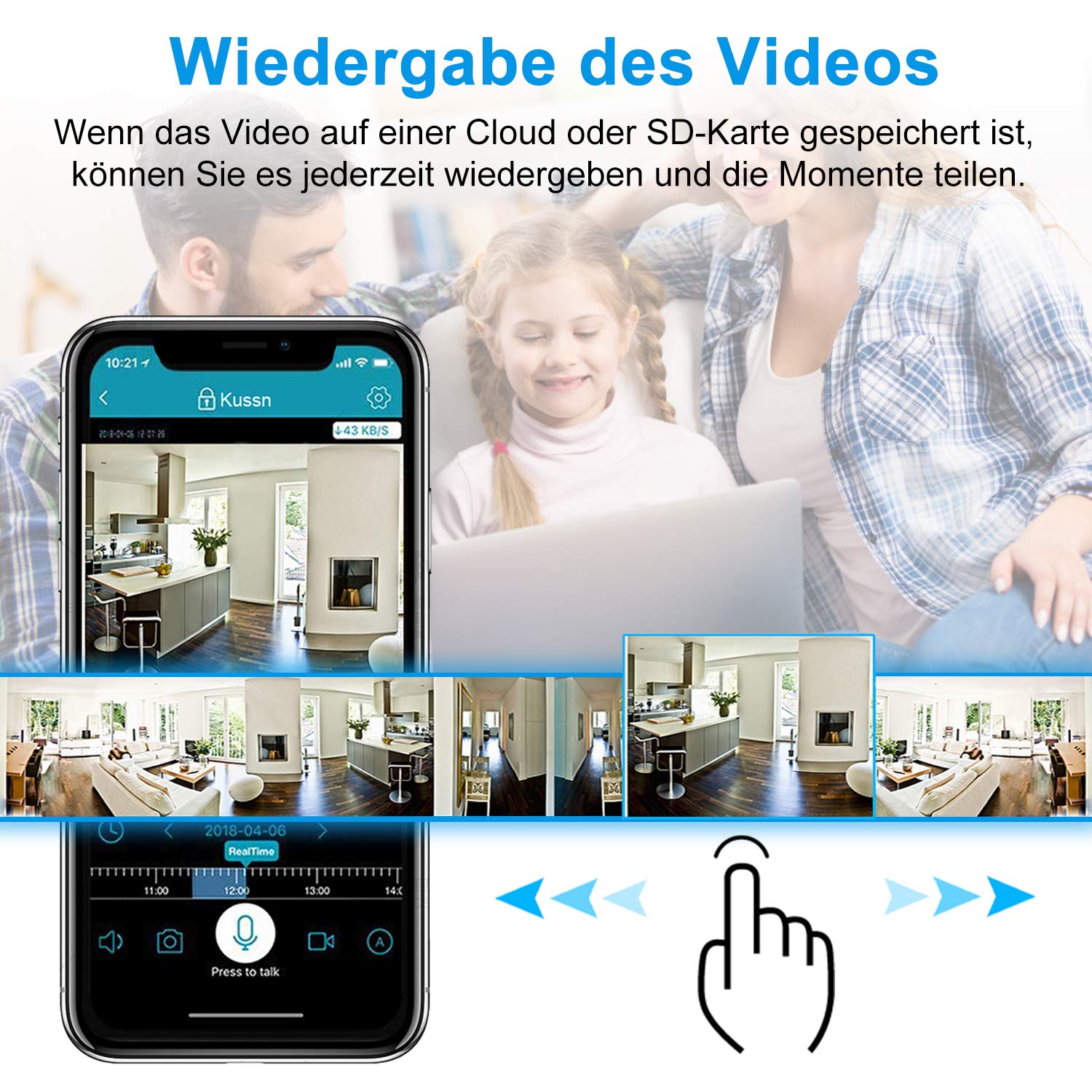 WLAN IP Kamera, bedee WiFi Überwachungskamera 1080P HD Sicherheitskamera mit Bewegungserkennung, Zwei-Wege-Audio WLAN Kamera Indoor Nachtsicht, Haustier/Home/Baby Monitor 355°/110°Schwenkbar Schwarz