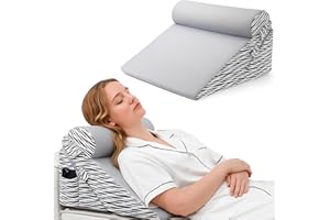 Lewondr Wedge Pillows for Adult, Adjustable Bed Wedge Pillow for After Surgery, Elevated Triangle Pillow Headboard Set with S
