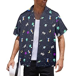 HUGLAZY Space Shirt for Men Alien Oufit Novelty UFO