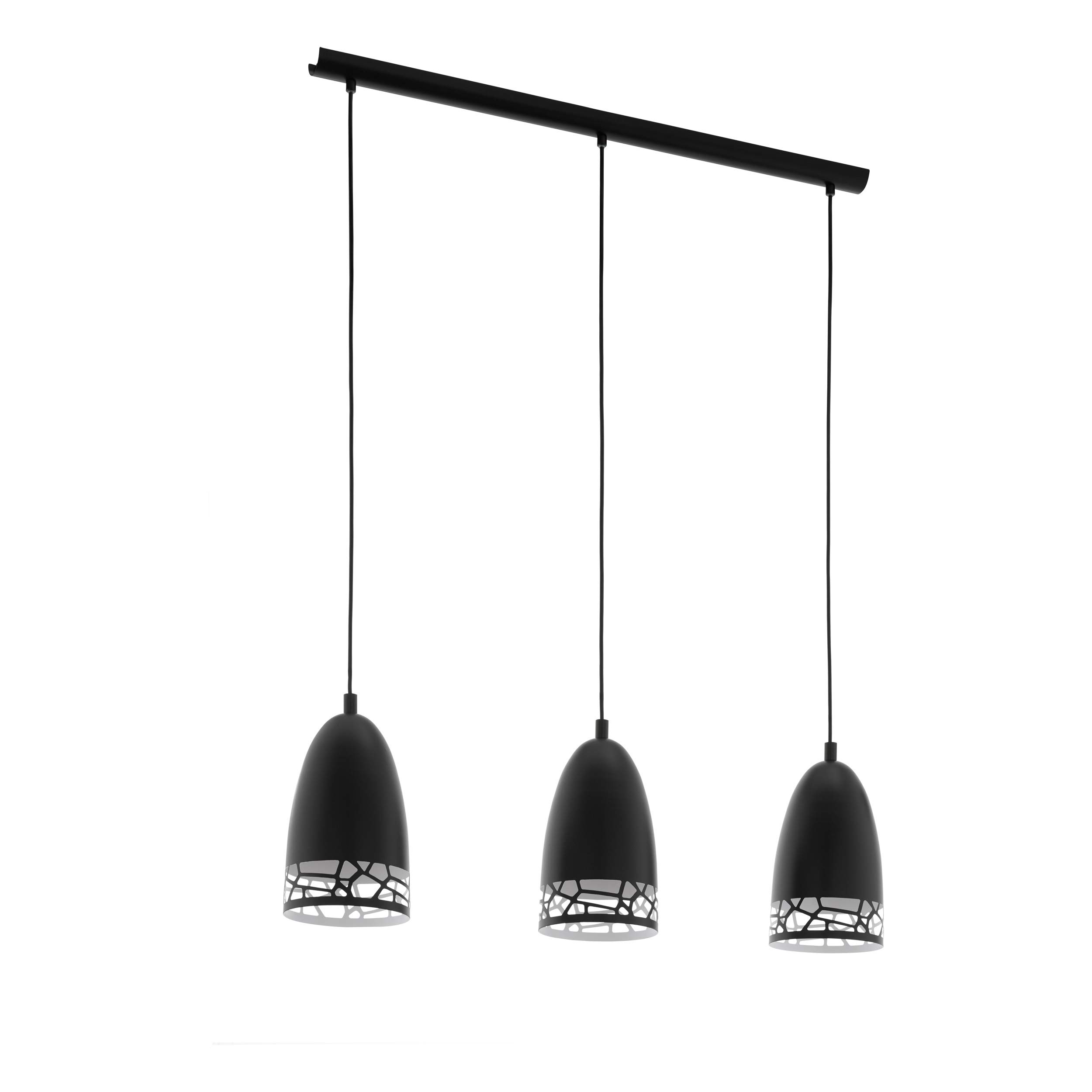EGLO Savignano Pendant Light 3-Bulb Diameter 16 cm Steel 60 W Black White