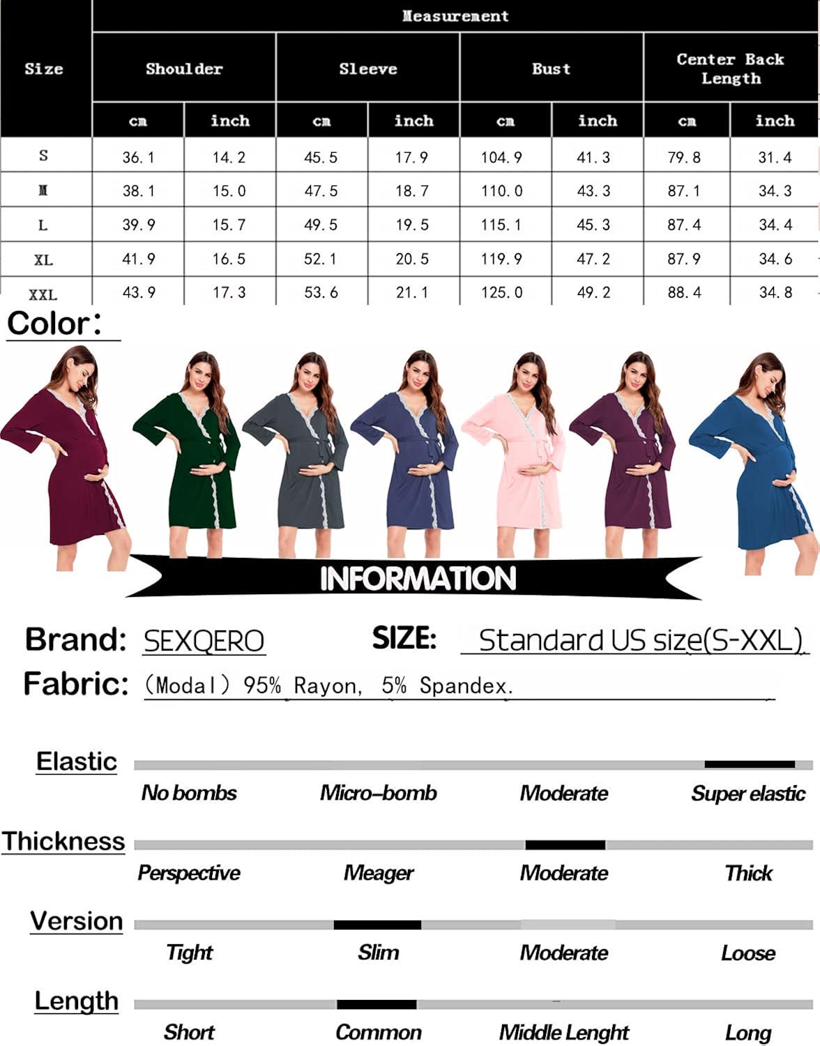 Sexqero Women's Maternity Robe Nursing Sleepwear Labor Delivery Nightgown Lace Pregnancy Gown Breastfeeding Bathrobes S-XXL at  Women’s Clothing store