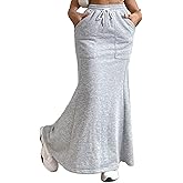 Avanova Women High Waisted Mermaid Skirt Drawstring Pocket Maxi Long Skirt