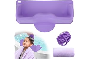 Jhua Portable Hair Washing Station for Kids Sink Bathtub Hair Washing Basin, Silicone Tear-Free Shampoo Bowl Wash Basin with Scalp Massager, Towel, Neck Support for Children Kids Teens Seniors, Purple