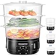 13.7QT Electric Food Steamer for Cooking, Vegetable Steamer with 3 Tiers BPA-Free Baskets, 800W Fast Simultaneous Cooking, 60-Minute Timer, Ideal for Veggies Seafood Rice