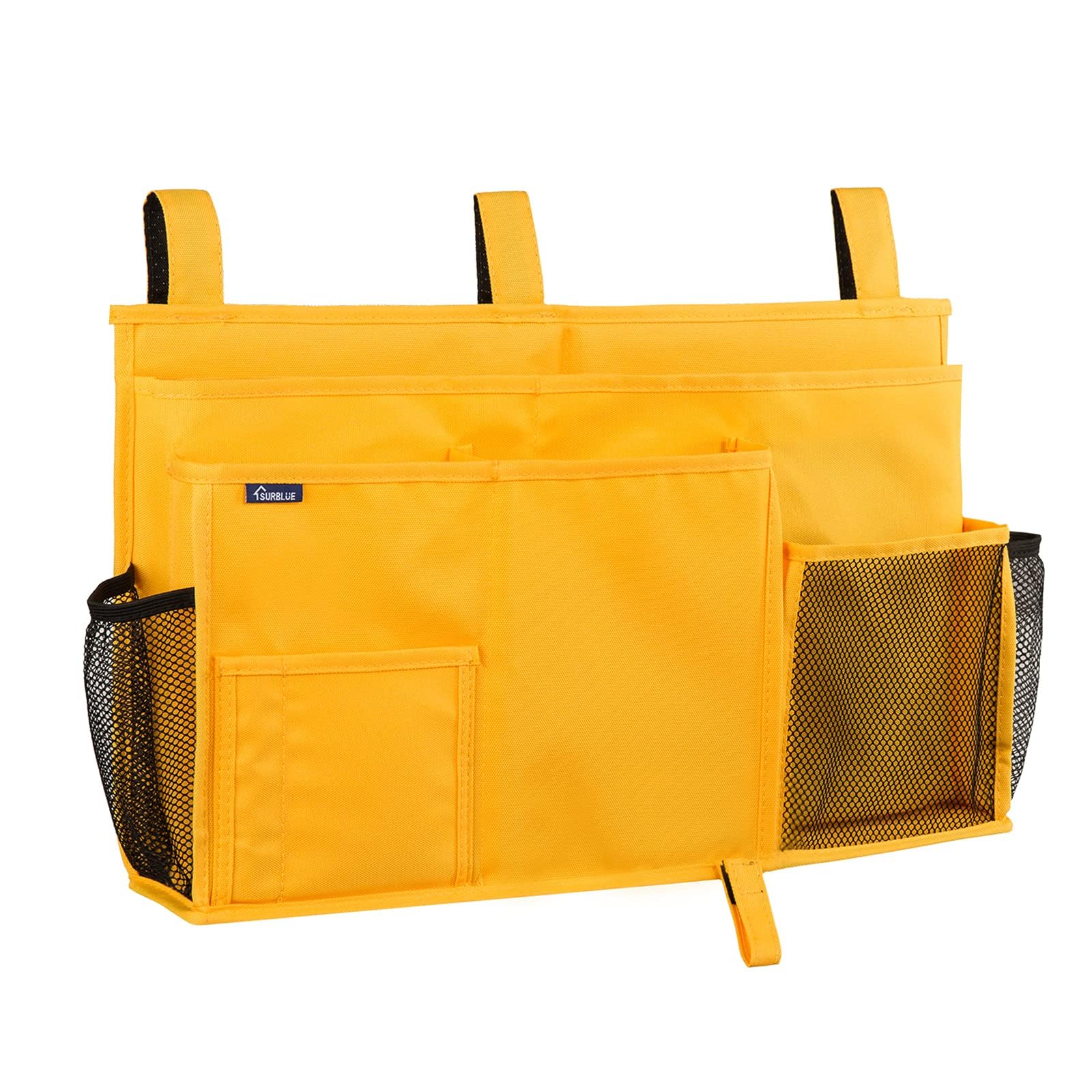Surblue Caddy Hanging Organizer Bedside Storage Bag for Bunk and Hospital Beds, Yellow, L