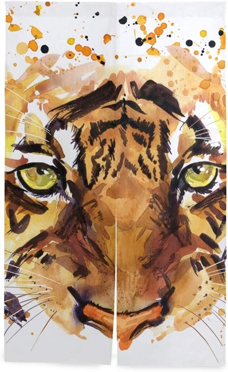 Amazon Vinisath 間仕切りカーテン かわいい虎の水彩イラストアフリカの動物 家庭用ショップカフェ風水ファッションのカスタムパターンに適したパーティションシェード 間仕切り スクリーン オンライン通販