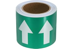 PATIKIL Directional Flow Arrow Tape 4" x65', Adhesive Pipe Identification Marking Stickers for Pipe Flow Labeling, White on G