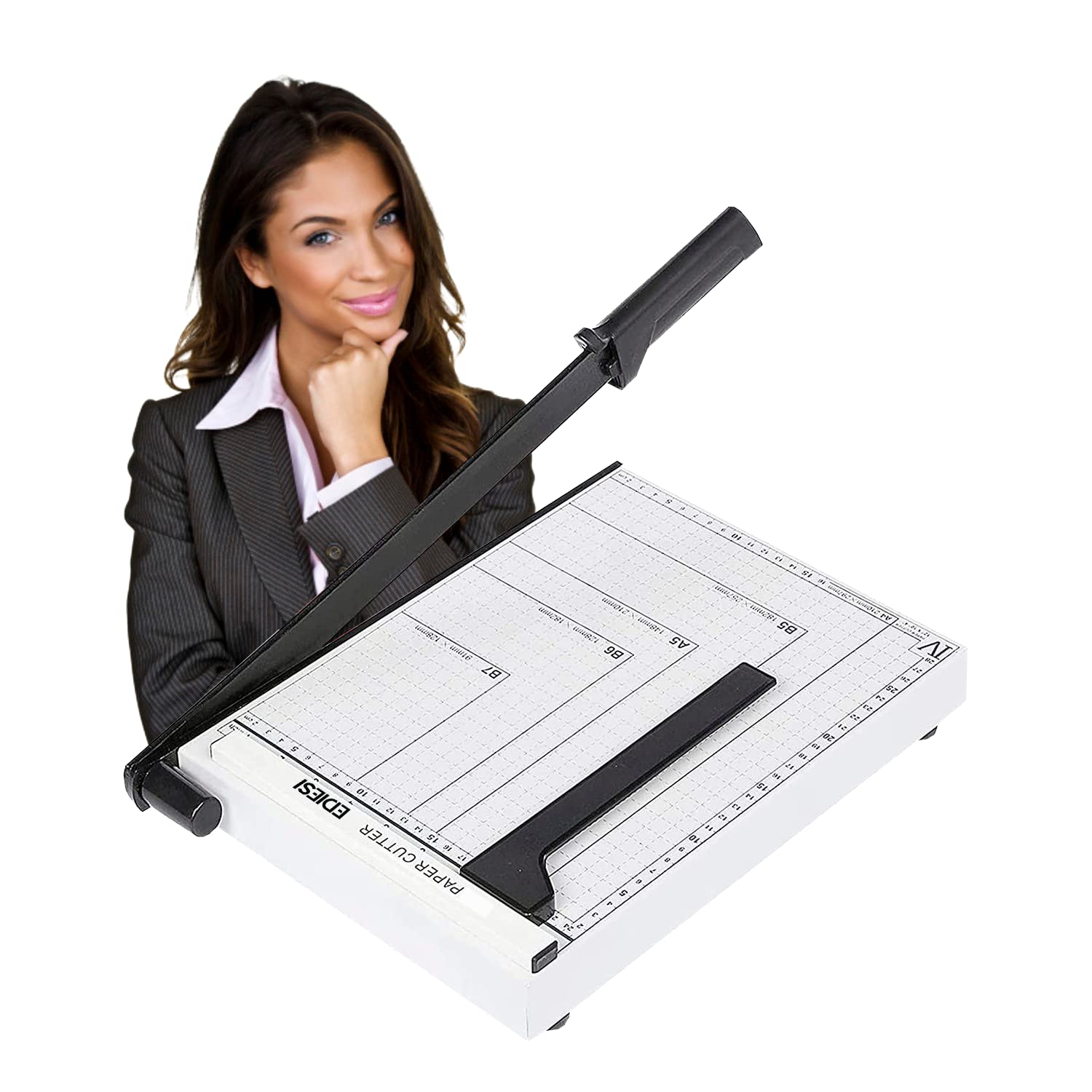 Ediesi, Paper Cutter, Paper Trimmer, Paper Guillotine, A3 and A4, Manual, High Precission, Photo or Paper, 3 Colours Available (A4 - White)