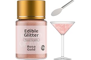 Jelife Rose Gold Edible Glitter for Drinks Cocktails - 12 Grams Vegan Shimmering Champagne Drink Glitter Metallic Glimmer Brew Luster Dust Beverages Food Color Powder for Cake Decorating, Chocolates