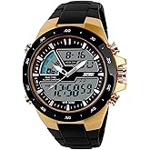 Carrie Hughes Men's Digital Watch 50M Waterproof Large Dual Dial Multifunction Analog Military Outdoor Sports Electronic Watch Calendar Day Date CH031