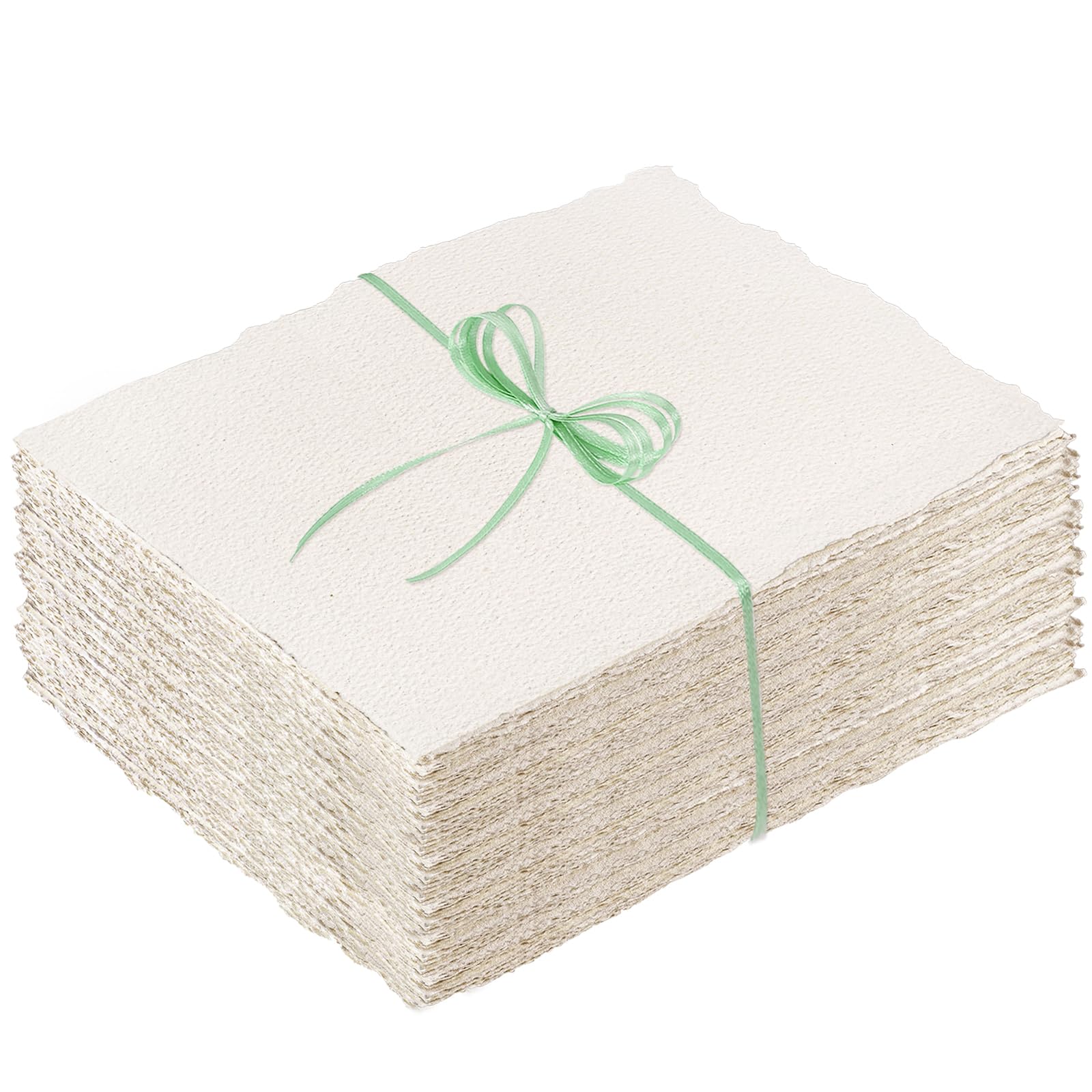 Photo 1 of 100 Sheets Deckled Edge Paper 4x6 inches, 160 GSM Handmade Paper, Rough/Textured Watercolor Paper for Wedding Invitations, Greeting Cards, Handmade Crafts, Easter Gifts for Beginner Artists