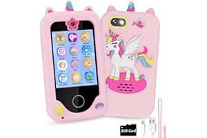 TKECWOB Kids Smart Phone for Girls Gifts for Girls Age 6-8 Kids Phone with Camera Games Music Torch Habit Alarm Stories Learning Girls Toys for 3 4 5 6 7 8 Year Old Birthday Gift Ideas with 8G SD Card