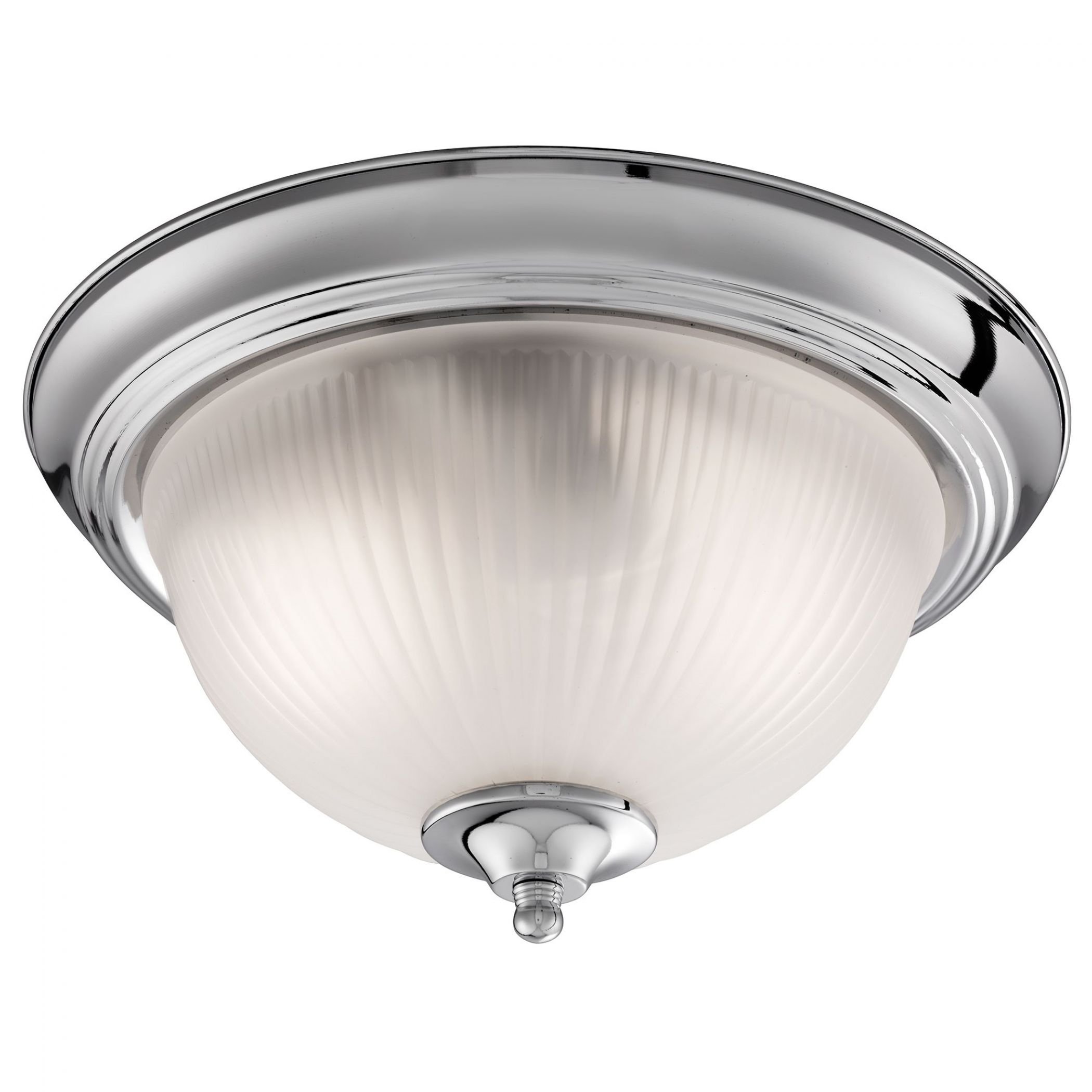 Searchlight American Diner Bathroom Flush Ceiling Light Brushed Silver Chrome Acid Ribbed Glass 4042
