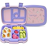 Bentgo Kids Prints Leak-Proof, 5-Compartment Bento-Style Kids Lunch Box - Ideal Portion Sizes for Ages 3-7, Durable, Drop-Proof, Dishwasher Safe, & PFAS & BPA-Free Materials (Carousel Unicorns)