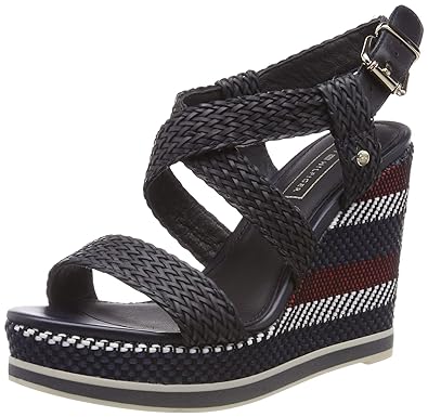 Tommy Hilfiger Damen Tommy Raffia Wedge Sandal Plateausandalen