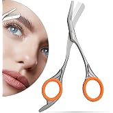 Eyebrow Scissors with Combs For Trimming and Shaping, Powder Steel, Gray | Brow Trimmer, Gifts For Stocking Stuffers Men Women Older Father Mother Husband