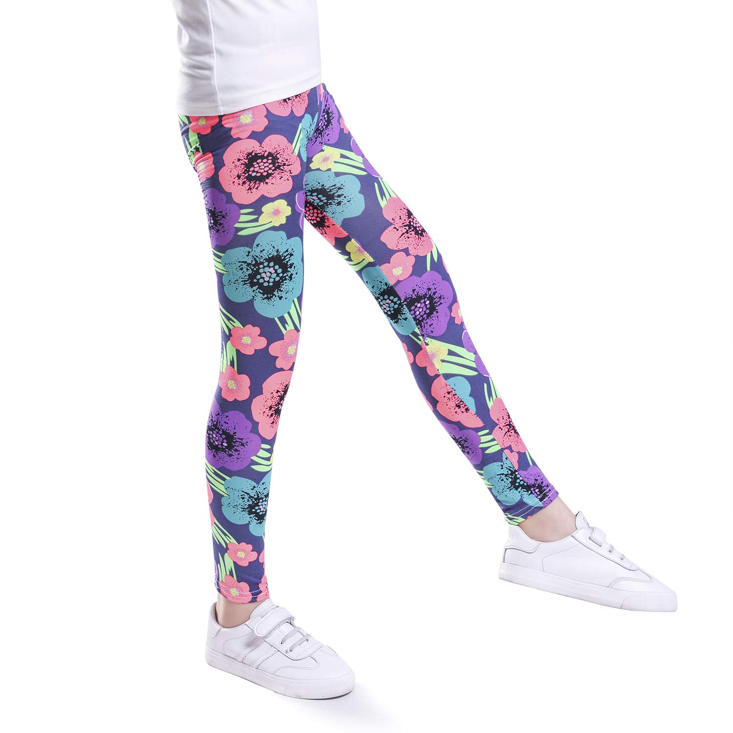ZukoCert Stretchy Girls Leggings Tights Colorful Pattern Kids Pants 4-13 Years(C1_85#)