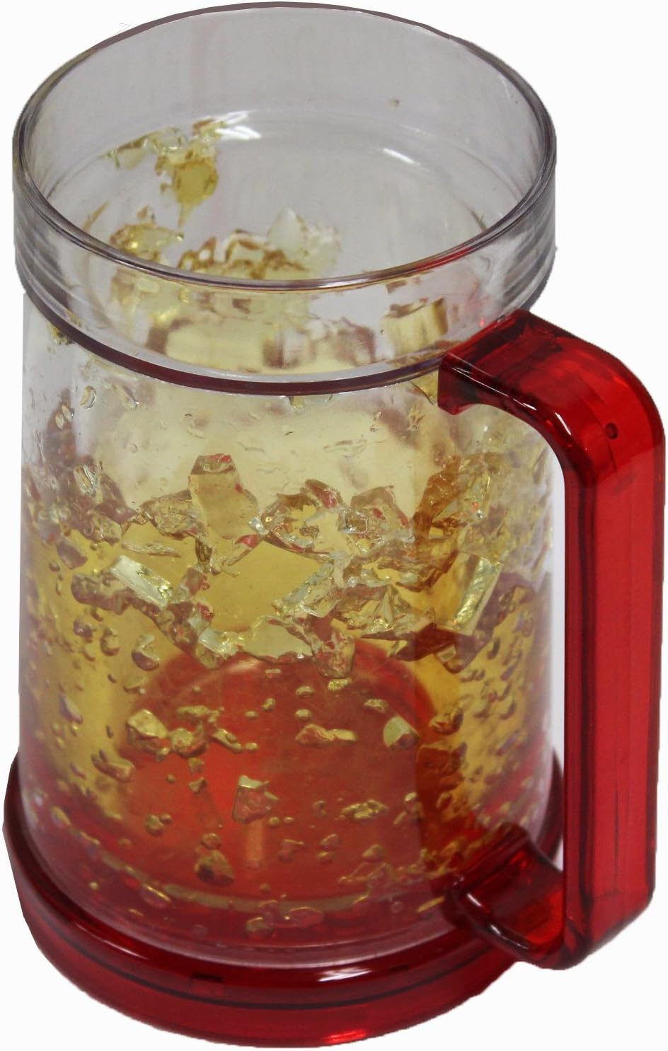 Freezer Mug - Double Wall -16oz. (Red Handle W/amber Color Gel)