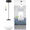 KoKo&Yukina Globe Pendant Lighting for Kitchen Island Mid Century Modern Hanging Light Fixture with Clear Globe Glass Black Industrial Hanging Ceiling Lights for Sink Bathroom Entryway