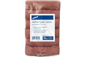 JorVet Brown Cling Gauze | 100% Cotton, Soft & Breathable for Wound Care, Pet Dressings & Medical Use | Comfortable, and Ideal for Healing & Recovery | Brown | 12 Rolls & 6” x 5 Yards